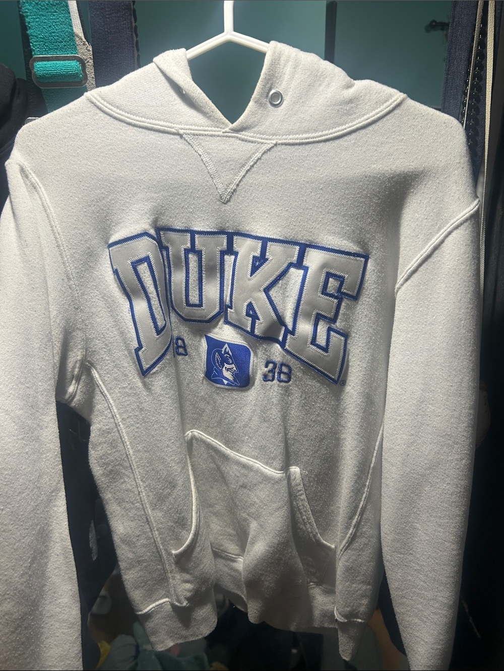 Duke Logo Pullover Hoodie - White/Blue